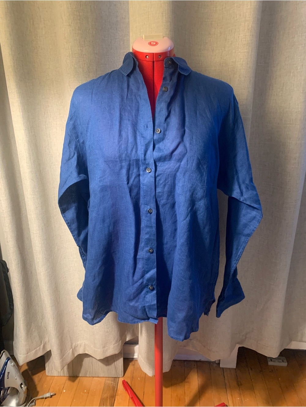 Uniqlo Men's Deep Blue Linen Shirt Jacket